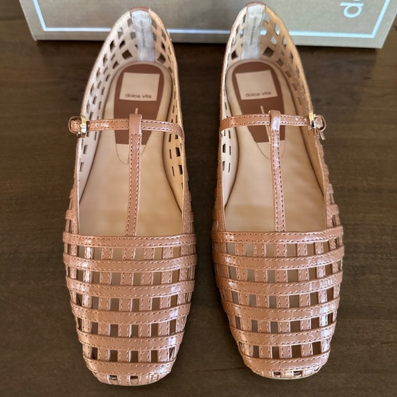 Dolce Vita Rains Caged Mary Jane T-Strap Flats Saddle Tan Womens Sz 6.5 NEW $130 - Picture 1 of 7